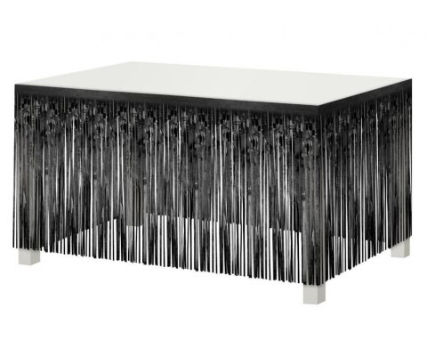 Dekoracja na brzeg stołu B&C, frędzle, czarna, 80x300 cm Godan (SH-DFCZ)