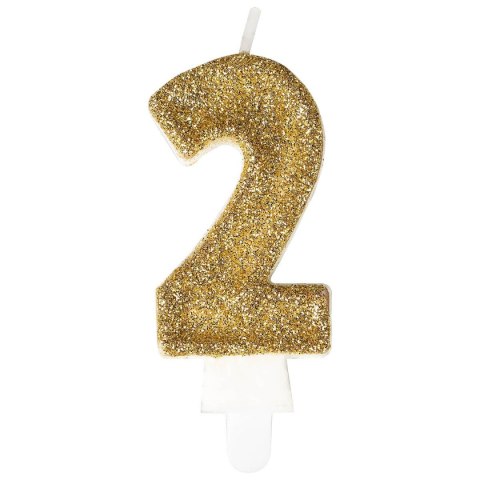 Świeczka urodzinowa cyferka premium nr 2 złota Arpex (DS0279ZLO-2-0117)