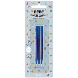 Wkład do długopisu Bebe wymazywalny 3szt 5902277331861, niebieski 0,7mm