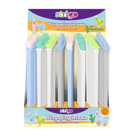 Długopis KAKTUSY żelowy wkład niebieski 0,5mm Strigo (SSC2231)