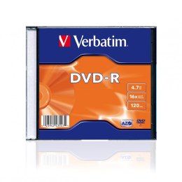 Verbatim DVD-R | 4.7GB | x16 | slim box 1szt | Matt silver | bez możliwości nadr