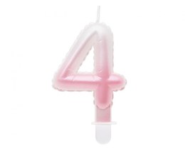 Świeczka urodzinowa cyferka 4, ombre, perłowa biało-różowa, 7 cm Godan (SF-PBR4)
