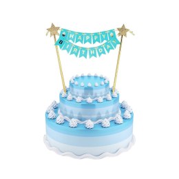 Dekoracja na tort Godan Happy Birthday jasnoniebieska (QT-DHBN)