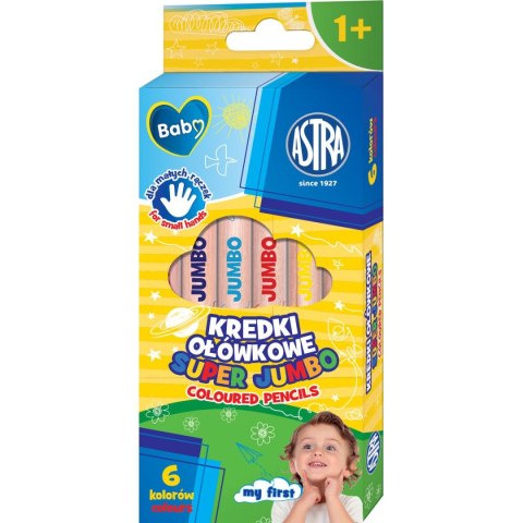 Kredki ołówkowe Jumbo okrągłe 6 kol. Astra Baby (312023004)
