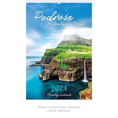 Kalendarz ścienny PODRÓŻE PO KONTYNENTACH 13-planszowe 2024 320mm x 470mm Lucrum (RW09)