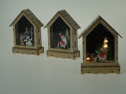 Ozdoba świąteczna Adar domek drewniany ze światłem (581289)