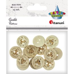 Guziki Titanum Craft-Fun Series 20mm, Handmade with Love naturalny 15 szt (WDY215)