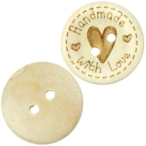 Guziki Titanum Craft-Fun Series 20mm, Handmade with Love naturalny 15 szt (WDY215) Guziki Titanum Craft-Fun Series 20mm, Handmade with Love naturalny 15 szt (WDY215)