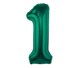 Balon foliowy cyfra 1, zieleń butelkowa, 85 cm Godan (CH-B8B1)