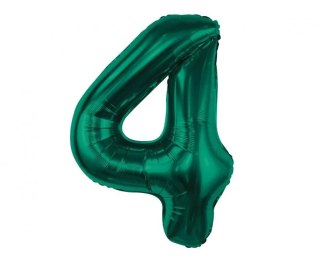 Balon foliowy cyfra 4, zieleń butelkowa, 85 cm Godan (CH-B8B4)