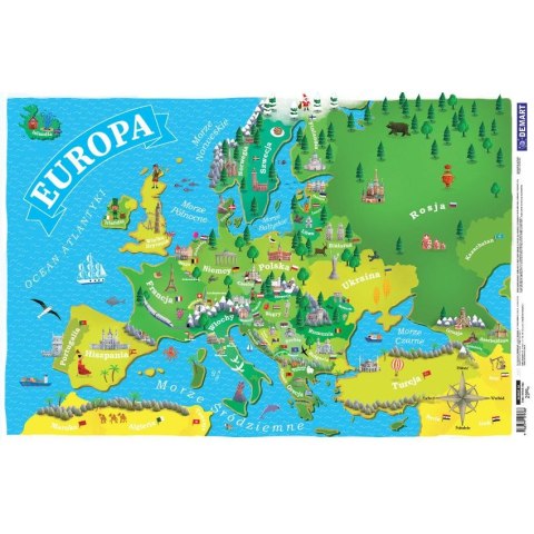 Podkład na biurko MAPA EUROPY DLA DZIECI mix gumowany plastik Demart