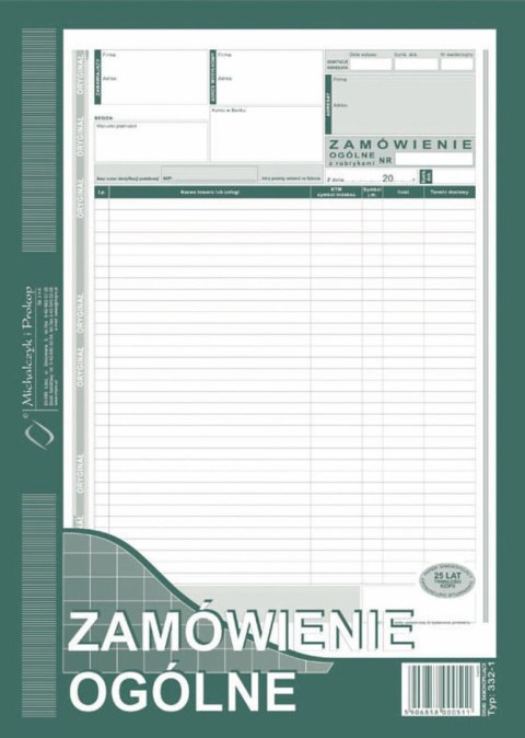 Druk samokopiujący Michalczyk i Prokop zamówienie ogólne A4 , 332-1 A4 80k. (332-1) Druk samokopiujący Michalczyk i Prokop zamówienie ogólne A4 , 332-1 A4 80k. (332-1)