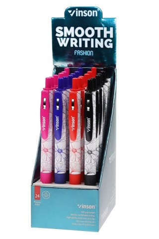 Długopis olejowy FLOWERS 501 zarysy kwiatów wkład niebieski 0,7mm Vinson