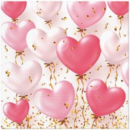 Serwetki Lunch Heart Balloons Rose mix nadruk bibuła [mm:] 330x330 Paw (SDL143600)