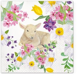 Serwetki Paw Tete Wielkanoc Lamb in Flowers mix nadruk bibuła [mm:] 330x330 (TL121400)