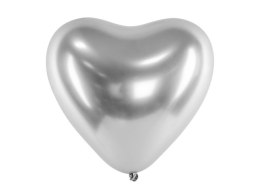 Balon gumowy Partydeco serca Glossy srebrny 300mm (CHB2-018-50)