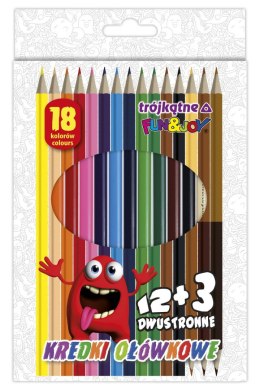 Kredki ołówkowe Fun&Joy 12 kolorów+ 3 dwustronne cieliste trójkątne 18 kol.