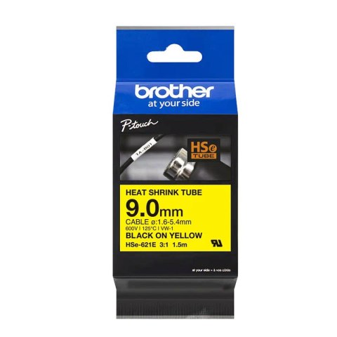 Rurka termokurczliwa Brother 9 mm/1,5m czarny nadruk na żółtym