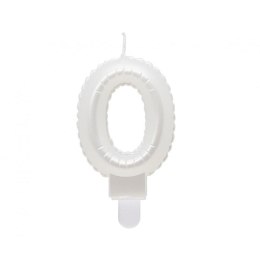 Świeczka urodzinowa cyferka 0, perłowa biała, 7 cm Godan (SF-PBI0)