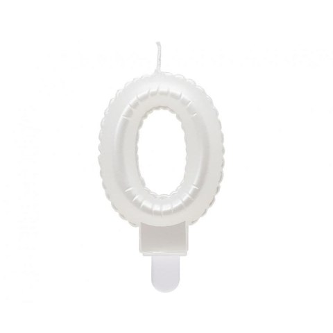 Świeczka urodzinowa cyferka 0, perłowa biała, 7 cm Godan (SF-PBI0)