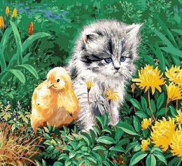 Zestaw kreatywny Norimpex malowanie po numerach - kurczak i kotek 40x50cm (NO-1008891)