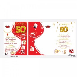 Kartka składana PARTY Urodzinowy dla kobiety 50 lat B6 Ev-corp (STKP-023)