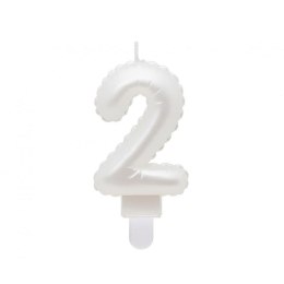 Świeczka urodzinowa cyferka 2, perłowa biała, 7 cm Godan (SF-PBI2)