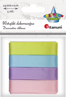 Wstążka Titanum Craft-Fun Series 4 kolory 15mm mix 2m (2324015-D)