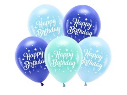 Balon gumowy Partydeco Eco 26 cm, Happy Birthday, niebieski niebieski 260mm (ECO26P-201-001-5)
