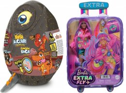 Pakiet PROMOCJA Mega Jajozaur 26cm Dź. +Mattel Barbie Extra Fly Lalka Hippie HPB15 Mattel (491404+618485)