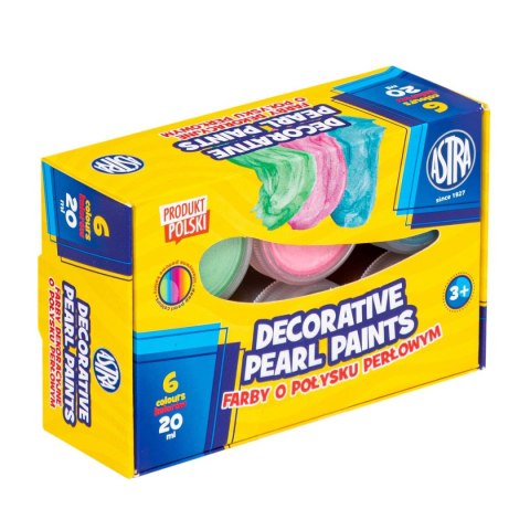 Farby plakatowe dekoracyjne o połysku perłowym kolor: mix 20ml 6 kolor. Astra (301124004)