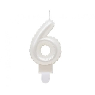Świeczka urodzinowa cyferka 6, perłowa biała, 7 cm Godan (SF-PBI6)