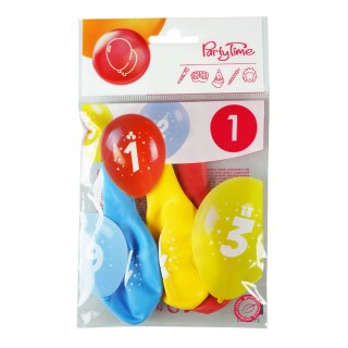 Balon gumowy z nadrukiem cyferki - 1 (3 szt.) mix 280mm Arpex (KB1900-1-9944)