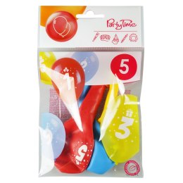 Balon gumowy Arpex z nadrukiem cyferki - 5 (3 szt.) mix 280mm (KB1948-5-9944)