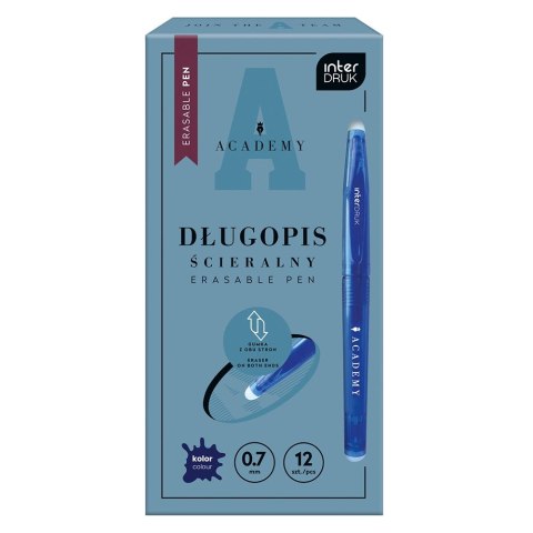 Długopis wymazywalny ACADEMY wkład niebieski 0,7mm Interdruk (5902277349248)