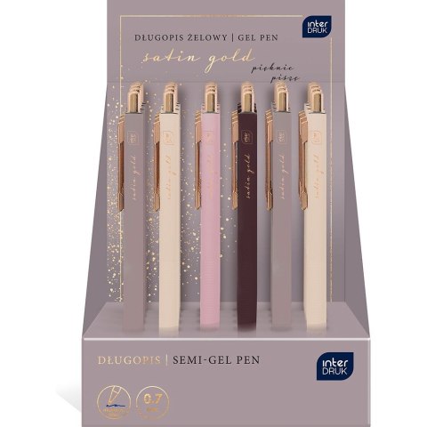 Długopis żelowy Satin Gold 0,7mm wkład niebieski 1,0mm Interdruk (5902277346452)