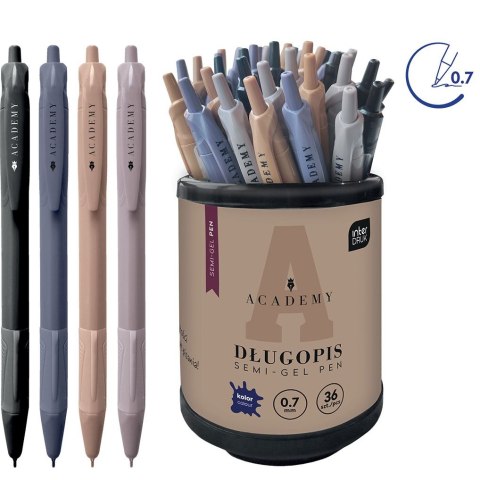 Długopis żelowy ACADEMY z gripem 5902277346810 wkład niebieski 0,7mm Noster (36 szt)