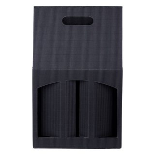 Opakowanie ozdobne na trzy butelki wina, piwa, wódki wykonany mocnej eleganckiej tektury z fakturą koloru czarnego 5zt czarny Pa