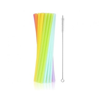 Słomka wielokrotnego użytku, różne kolory 9x240mm/ 17 szt. + szczoteczka 18 szt Godan (RW-17KS)