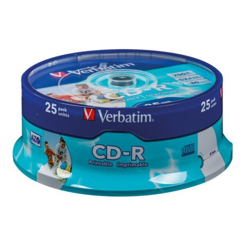 Verbatim CD-R | 700MB | x52 | cakebox 25szt do nadruku | DataLife+ AZO