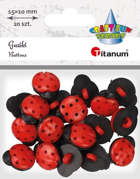 Guziki Titanum Craft-Fun Series plastikowe biedronka 1,5x1cm 20 szt (24BR0202-24)