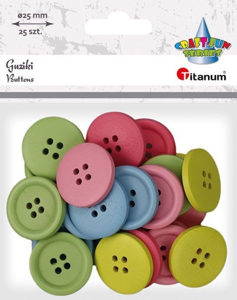 Guziki Titanum Craft-Fun Series plastikowe okrągłe 25mm mix 25 szt Guziki Titanum Craft-Fun Series plastikowe okrągłe 25mm mix 25 szt