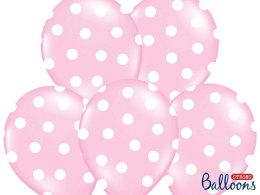 Balon gumowy Partydeco Kropki, Pastel Baby Pink różowy 300mm (SB14P-223-081JW)