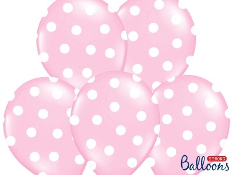 Balon gumowy Partydeco Kropki, Pastel Baby Pink różowy 300mm (SB14P-223-081JW)