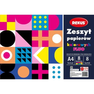 Zeszyt papierów kolorowych fluo A4 8k Rexus (9497)