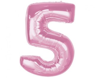Balon foliowy Smart, cyfra 5, j. różowa, 92 cm Godan (CH-S9J5)