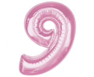 Balon foliowy Smart, cyfra 9, j. różowa, 92 cm Godan (CH-S9J9)