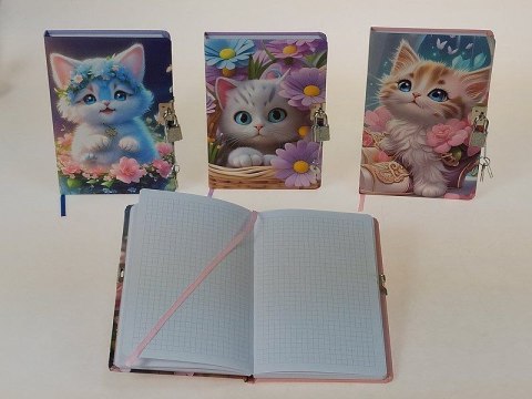 Notes (notatnik) kotki z kłódką A5 krata Adar (588745)
