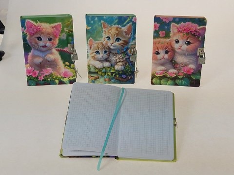 Notes (notatnik) kotki z kłódką A5 krata Adar (588752)