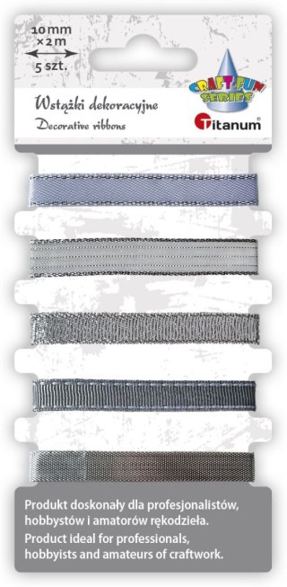 Wstążka Craft-Fun Series 5 wzorów 10x2 [mm x m] srebrna Titanum (709062（silver))